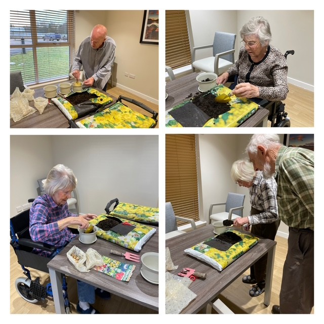 residents doing gardening club